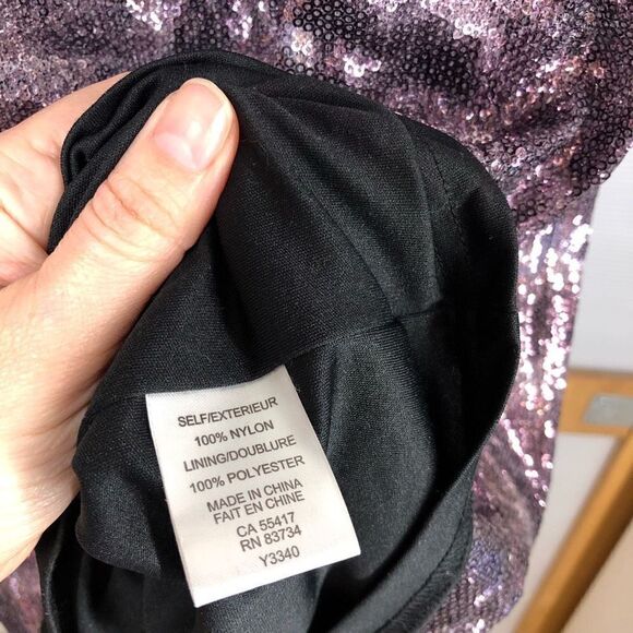 Linea DOMANI Sequin Animal Print Purple Sleeveless Dress Sz 8 /‎ 10 - Picture 8 of 8